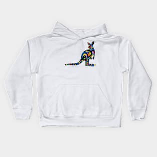 Modern Kangaroo Multicolour Line Drawing Kids Hoodie